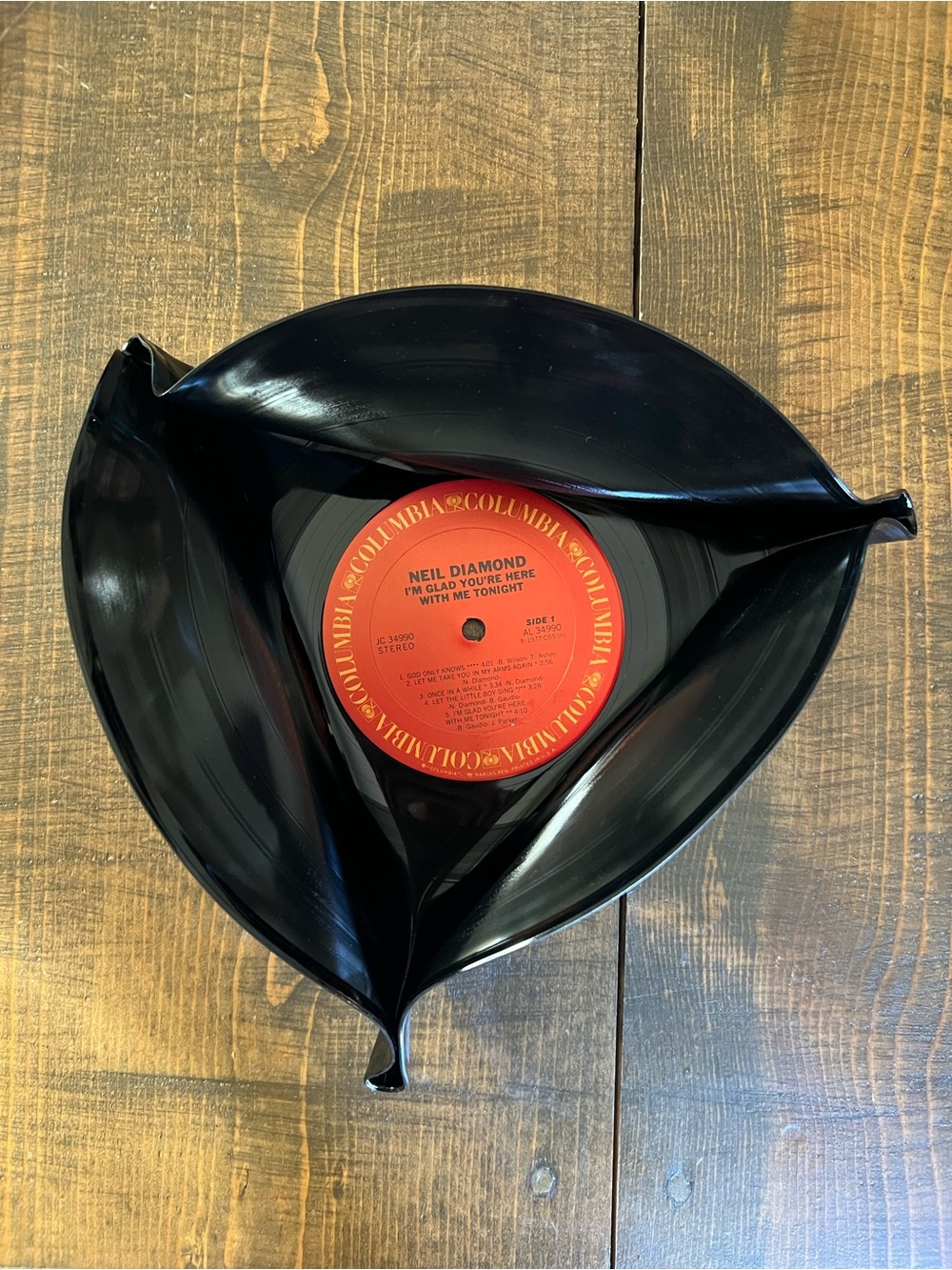 Vintage Upcycled Neil Diamond Vinyl Record Bowl Catch all Container